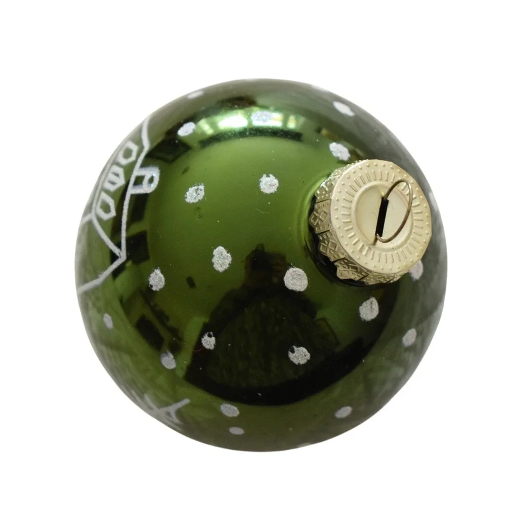 Set of 8 Vintage Glass Christmas Ornaments Red Green Glitter - Picture 9 of 9